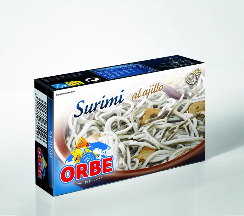 Surimi en aceite de girasol, al ajillo