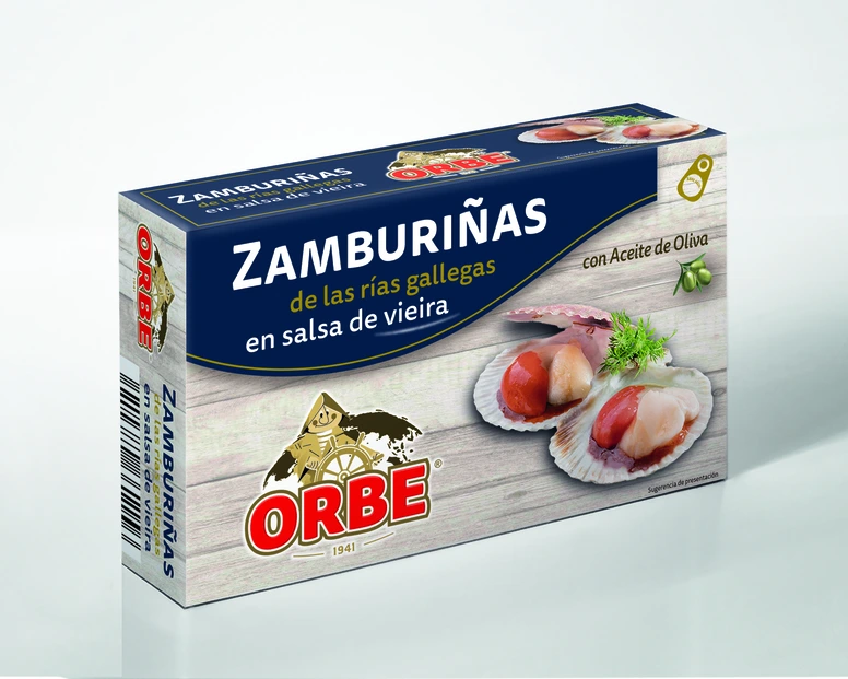 Zamburiñas de las Rías Gallegas en salsa de vieira con aceite de oliva