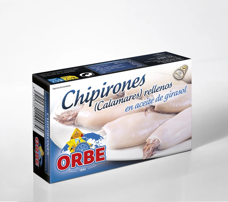 Chipirones rellenos en aceite de girasol